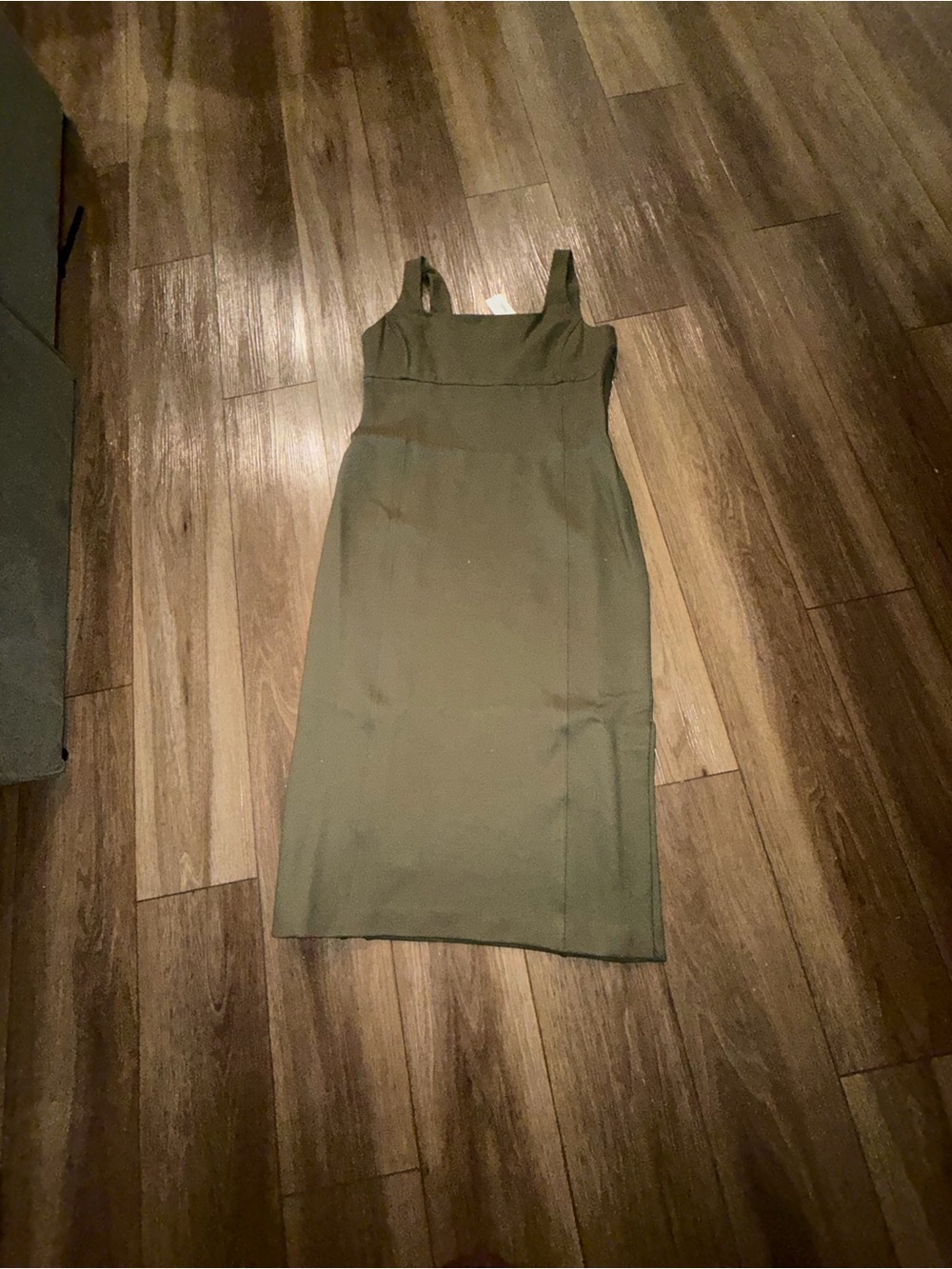 SPANX Olive Square-Neck Midi Dress